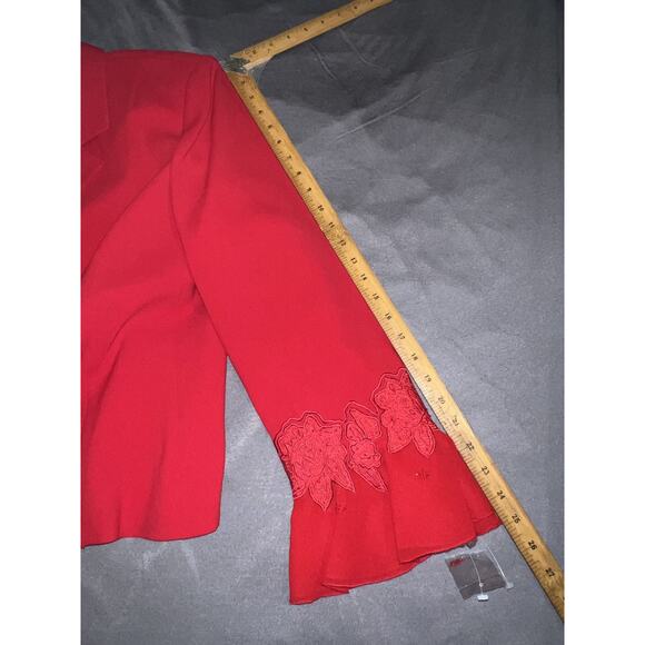 New John Meyer Jacket Plus Sz 22W Red Beaded Embroidered Lined Polyester Blazer - Picture 10 of 13